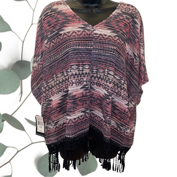 Almost Famous Sweaters - Women's Multicolor Knit Poncho Top